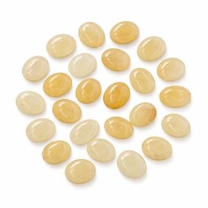 Yellow Honey Jade Gemstones 14mm Oval Center Drilled Jewelry Making (Lot Of 26)